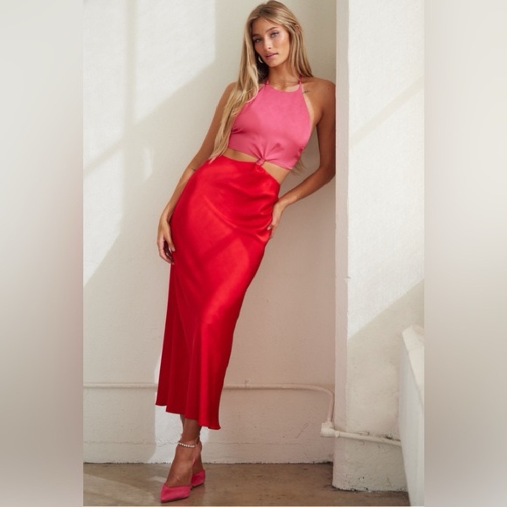 NWT pink and red Fashion Nova dress